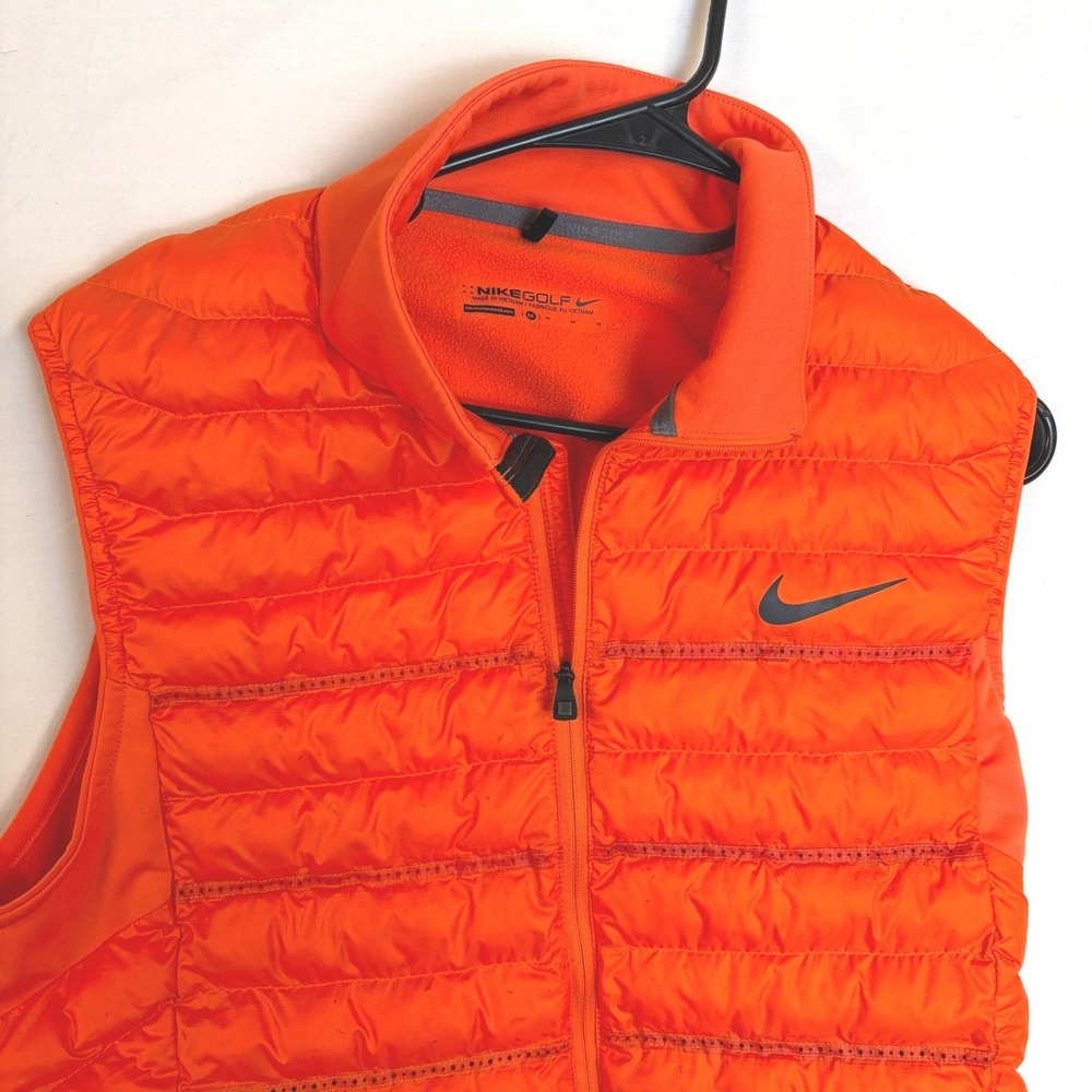 Nike Golf Aeroloft Vest Mens Medium Neon Orange Full Zip Puffer Preppy Running - Picture 4 of 11